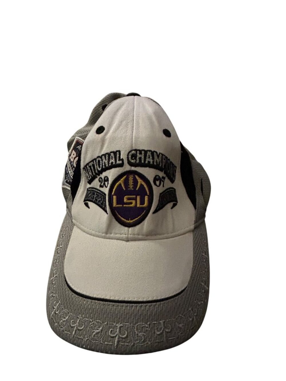 LSU 2007 National Champions Nike Adjustable Hat White/Gray Official Locker Room